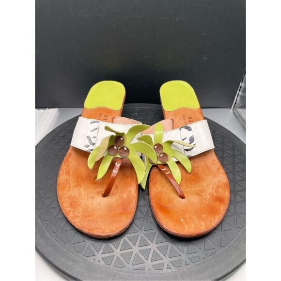 Vintage BOB BAKER Rare Retro Palm Tree Thong Leather Sandal Women’s Sz 7.5AA Y2K - Picture 2 of 11